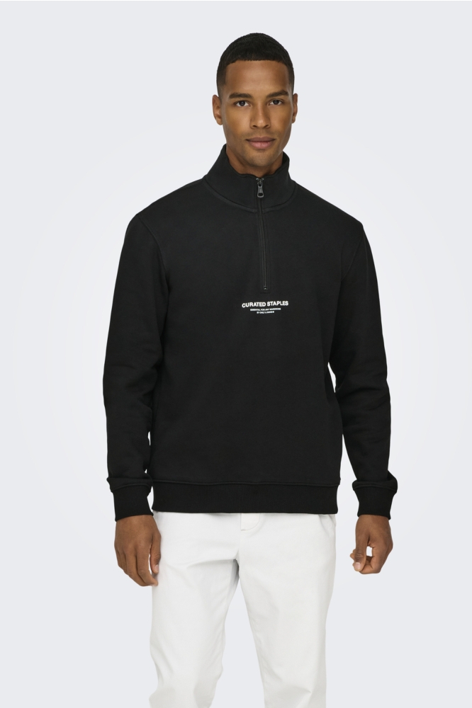 ONSCURATED REG HALF ZIP SWEAT 22030922 Black